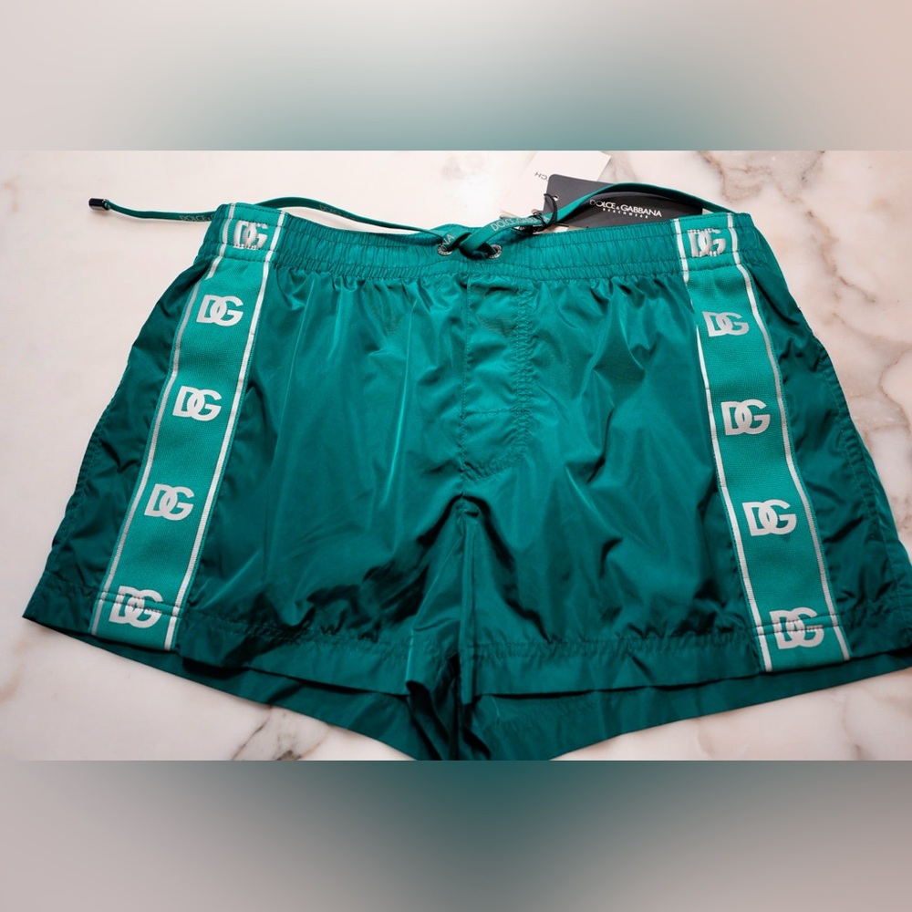 Dolce&Gabbana Green Graphic Swim Shorts